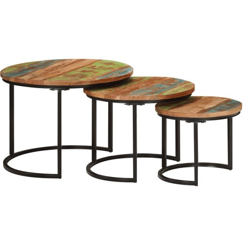 Uklapajući stolići 3 kom od masivnog obnovljenog drva &amp;Scaron;arena &amp;Oslash; 35 x 29 cm Slike