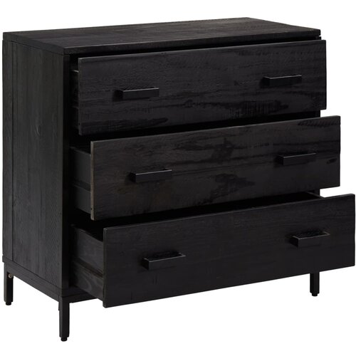 Ladičar crni 75 x 35 x 70 cm od masivne borovine Slike