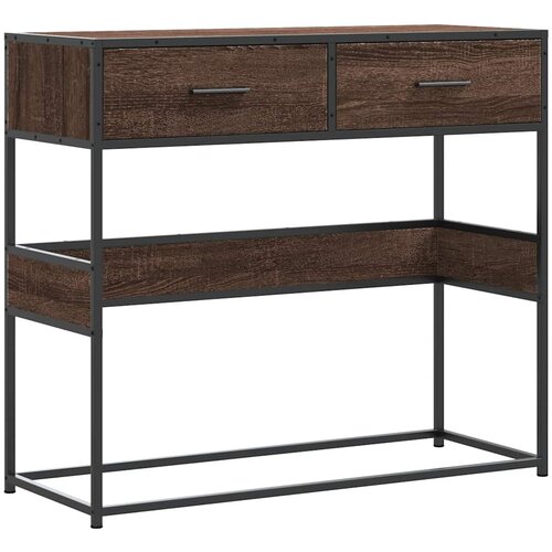 Maison Chic konzolna miza - miza ob steni rjav hrast 90x35x80 cm inženirski les, (21786328) Cene
