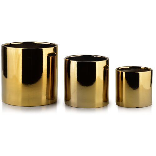 Mondex Neva Gold Set 3 cvetličnih lončkov XH: 14Xh15 L: 11,5Xh11,5 M: 8,5Xh8,5Cm, (21244572) Cene