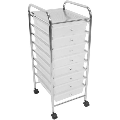 Premier Housewares Bel/srebrn plastičen regal na koleščkih 33x83 cm – Cene