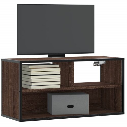 VidaXL TV omarica rjavi hrast 80x31x39,5 cm inženirski les in kovina Slike