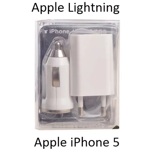 Mobiline polnilec usb 3v1 beli (avto+zidni+kabel) za apple lightning