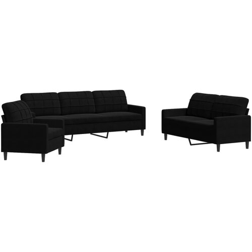 vidaXL 3-dijelni set sofa s jastucima crni bar&scaron;unasti Cijene