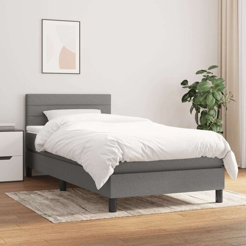  Box spring postelja z vzmetnico temno siva 100x200 cm blago, (20846787) Slike
