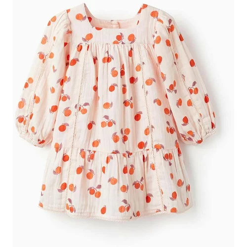 Zippy Pamučna haljina za bebe boja: ružičasta, mini, širi se prema dolje