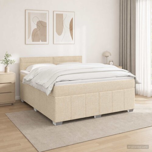  Boxspring krevet s madracem Krem 140 x 190 cm Tkanina Cene