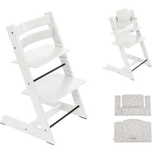 Stokke stol za hranjenje Tripp Trapp set 3v1 white/star silver 685100 Cene