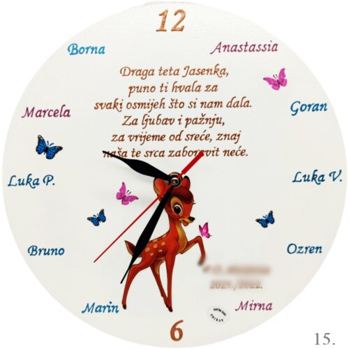  Personalizirani zidni satovi &ndash; Unikatni dar zahvalnosti za učiteljice i tete u vrtiću - 15. - 1796 Cijene