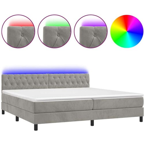  Box spring s madracem LED svjetlosivi 200x200 cm bar&amp;scaron;un Slike