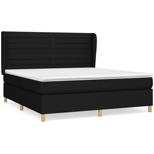  Krevet s oprugama i madracem crni 160x200 cm od tkanine Slike