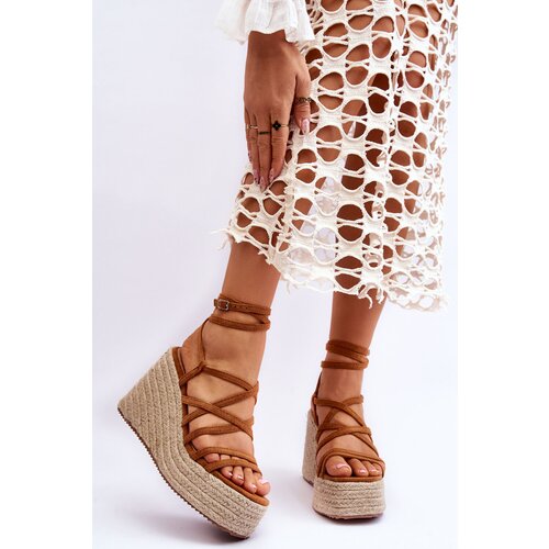 Kesi Leather wedge sandals Brown Margaritt Slike