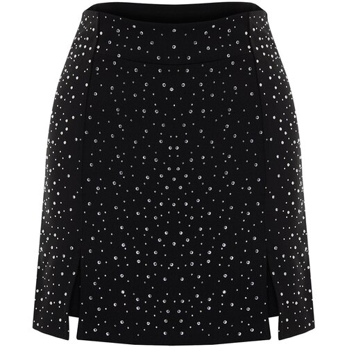 Trendyol Black Shiny Jewelled Shorts Skirt Slike