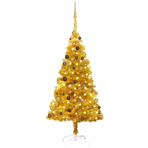  Umjetno božićno drvce LED sa setom kuglica zlatno 180 cm PET