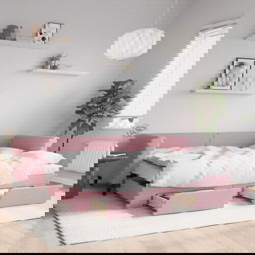 vidaXL Dnevni krevet na razvlačenje ružičasti 90 x 200 cm baršunasti Cijene