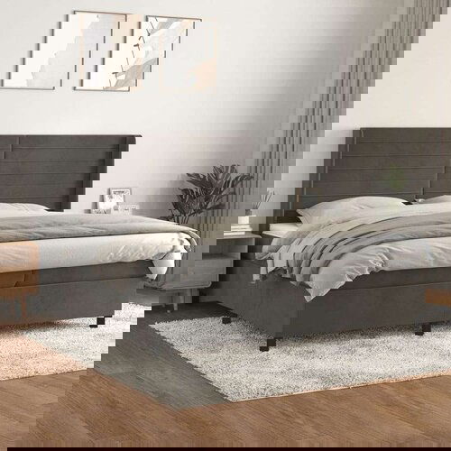 Krevet s oprugama i madracem tamnosivi 200x200 cm bar&amp;scaron;unasti Slike