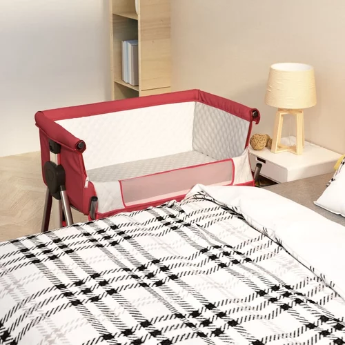  Krevetić za bebu s madracem crveni od lanene tkanine