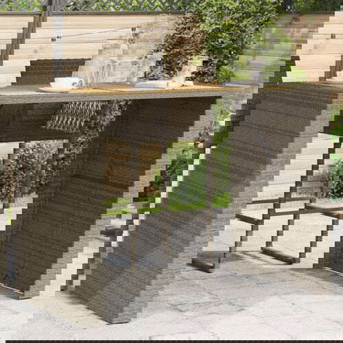 vidaXL Vrtni stol s pločom od drva bagrema sivi 140x80x110cm poliratan Cijene
