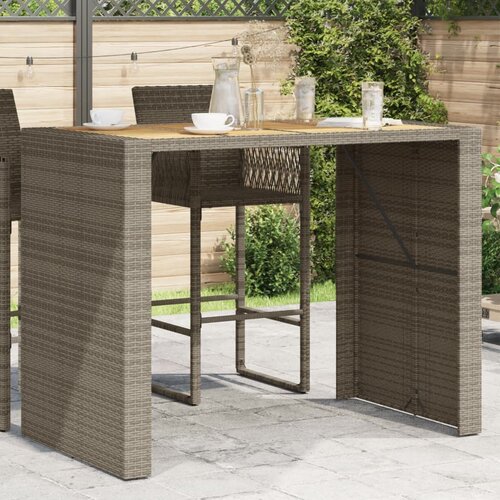 VidaXL Vrtni stol s pločom od drva bagrema sivi 140x80x110cm poliratan Slike