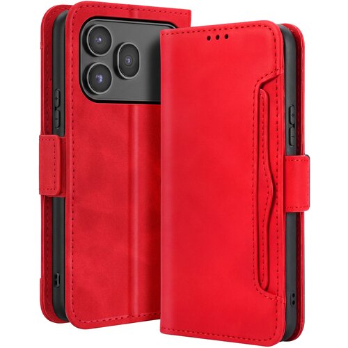 AVIZAR Folio Etui za Honor 600 / 600 Pro, Vintage Dizajn s Funkcijo Stojala za Video, Rdeča, (5000274469) Cene