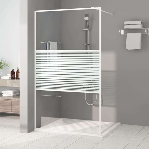 Pregrada za tu&amp;scaron; bijela 115 x 195 cm s prozirnim staklom ESG Slike