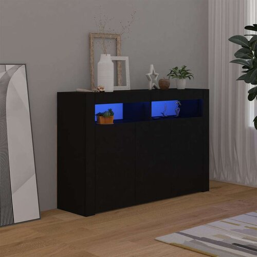 vidaXL Komoda s LED svjetlima crna 115,5 x 30 x 75 cm Cene