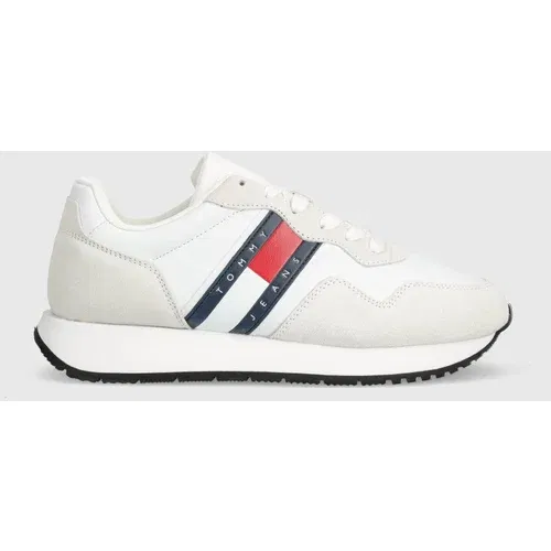 Tommy Jeans Usnjene superge TJM MODERN RUNNER bela barva, EM0EM01316