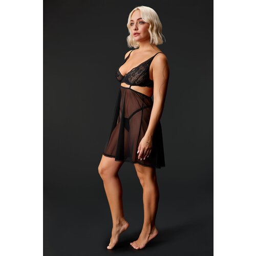 Obsessive Nutris Babydoll &amp;amp; Thong Black XS/S Slike