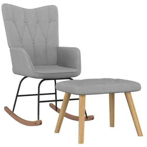  Gugalni stol s stolčkom svetlo sivo blago