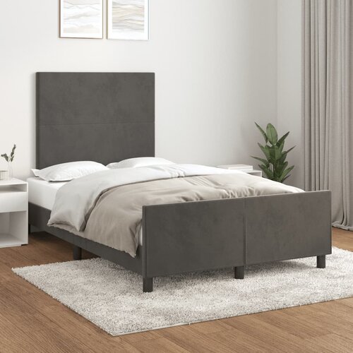  The Living Store Posteljni okvir z vzglavjem temno siv 120x190 cm žamet - Posteljni Okvir Z Vzglavjem, (21488854) Slike