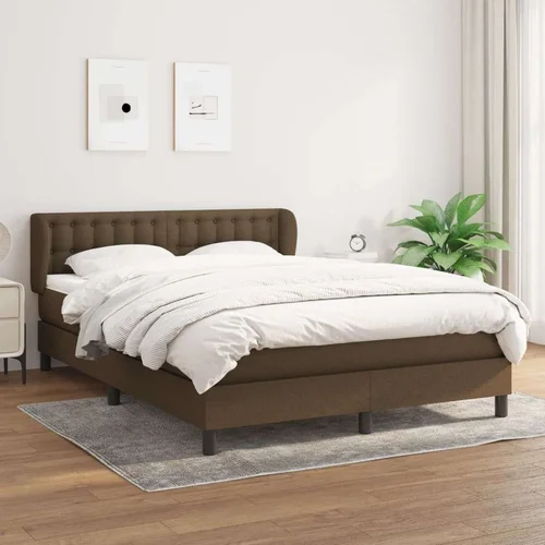  Box spring postelja z vzmetnico temno rjav 140x190 cm