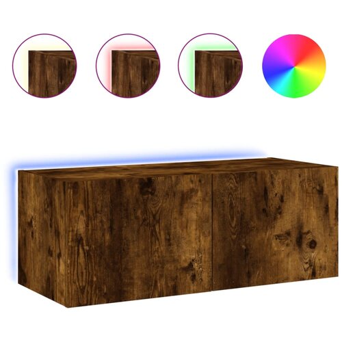 vidaXL Stenska TV omarica z LED lučkami dimljeni hrast 80x35x31 cm, (20988617) Cene