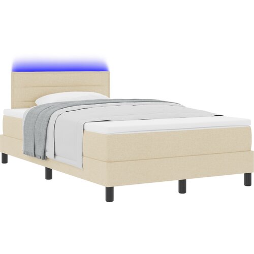 vidaXL Box Spring Postelja z Blazino & LED Krem 120x200 cm Tkanina, (22067305) Cene