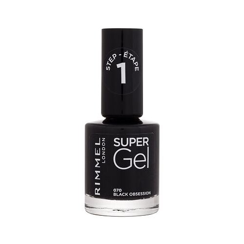 Rimmel London Super Gel STEP1 lak za nohte 12 ml odtenek 070 Black Obsession Slike