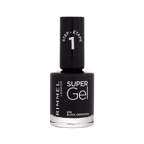 Rimmel London Super Gel STEP1 lak za nohte 12 ml odtenek 070 Black Obsession