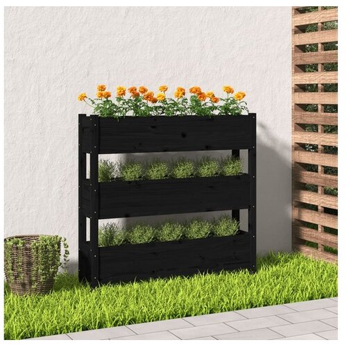  Visoka greda črna 112x25x104,5 cm trdna borovina Cene