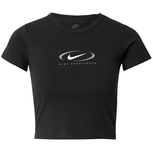 Nike Sportswear Majica 'Swoosh' siva / crna / bijela