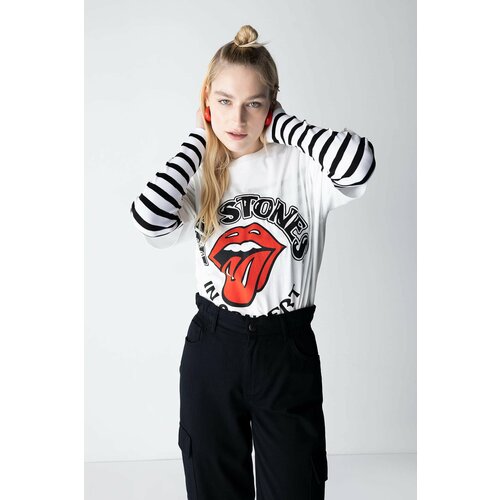 Defacto Rolling Stones Back Printed Oversize Fit Crew Neck Short Sleeve T-Shirt Slike