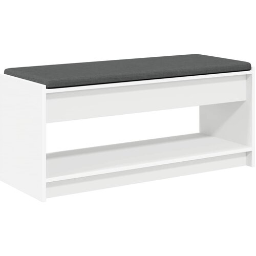  Klupa za hodnik s jastukom s policom Bijeli 103 x 38 x 45 cm Slike