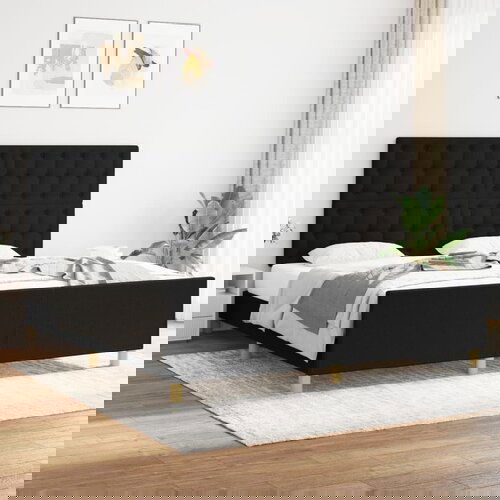 VidaXL Posteljni okvir z vzglavjem črn 180x200 cm blago Slike
