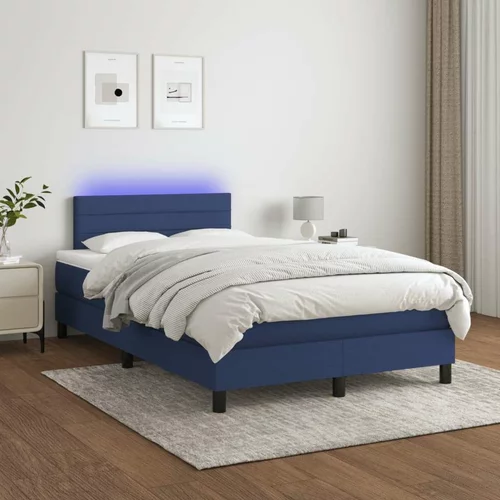  Box spring postelja z vzmetnico LED modra 120x200 cm blago, (20901856)