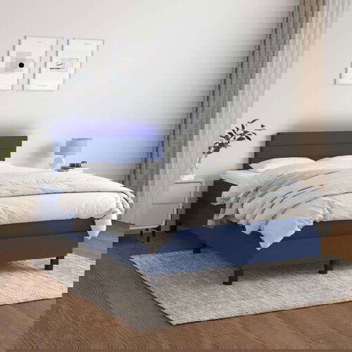  Box spring s madracem LED plavi 120 x 200 cm od tkanine Cene