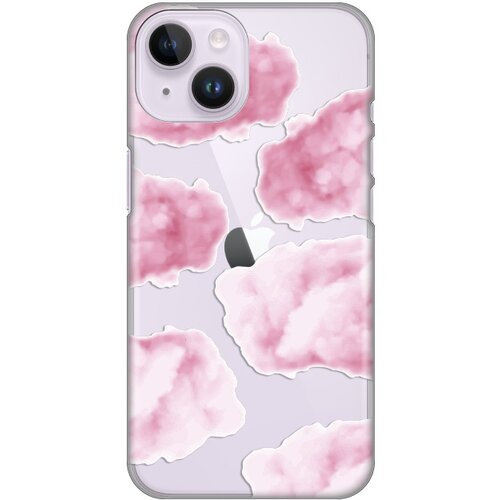 silikonska maska za iPhone 14 6.1 Pink Clouds Print Skin providna Slike