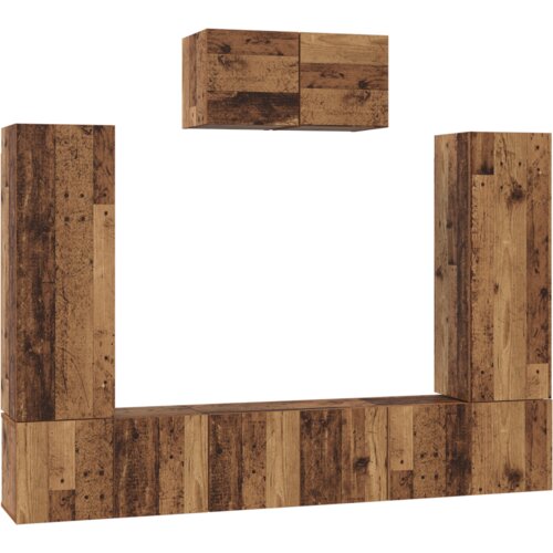 VidaXL Set TV komoda s policom s pohranom s vratima 7 pcs Staro drvo 180 x 30 x 120 cm Slike