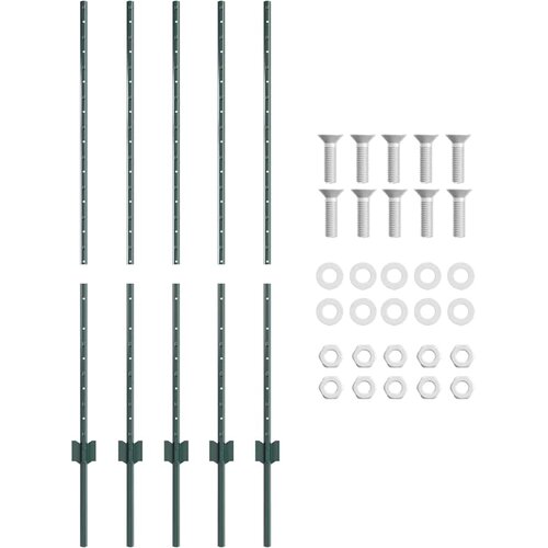  Ugrađeni stup za ogradu 5 pcs Zelena 160 cm Slike