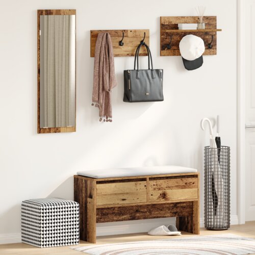 vidaXL Set namje&scaron;taja za predsoblje Staro drvo 90 x 31 x 46.5 cm Cijene