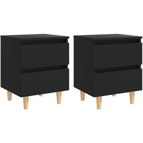 VidaXL Nočna omarica z nogami iz borovine 2 kosa črna 40x35x50 cm Slike