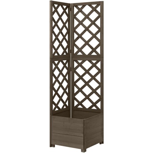 VidaXL Kotno cvetlično korito z oporno mrežo sivo 40x40x150 cm jelka, (20606725) Slike