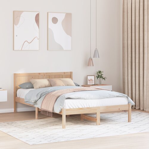 VidaXL Postelja iz borovega lesa Naravna Bor les 135 x 190 cm Slike