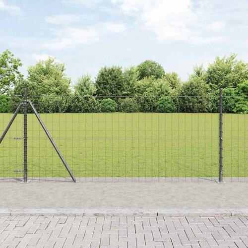 vidaXL evropska ograja z 13 flanšastimi stebri 0.8x25 m galvanizirano jeklo Cene